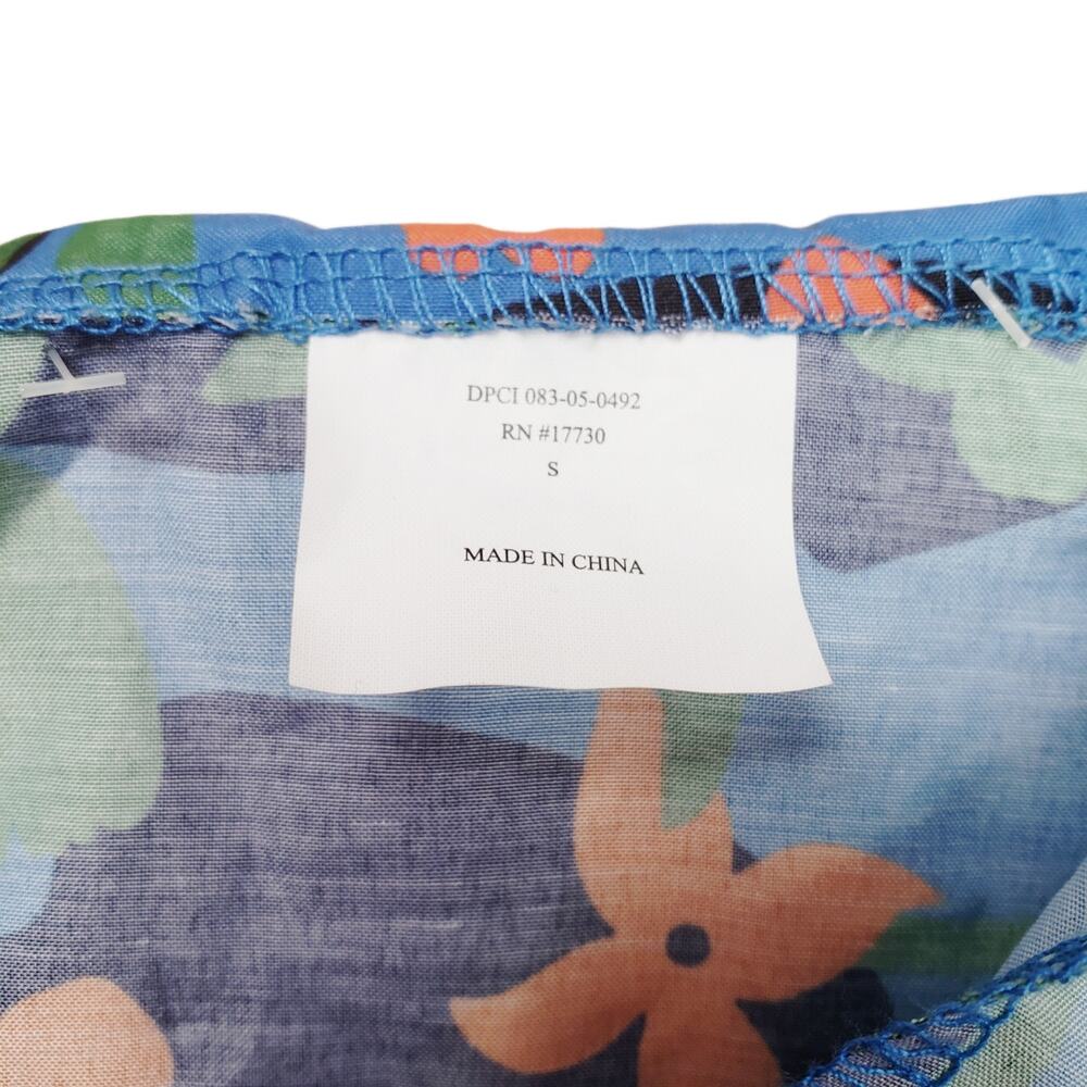 DOGGIE HAWAIIAN SHIRT BLUE BLACK ORANGE & GREEN FLORAL SIZE SMALL VELCRO CLOSURE - Picture 4 of 4